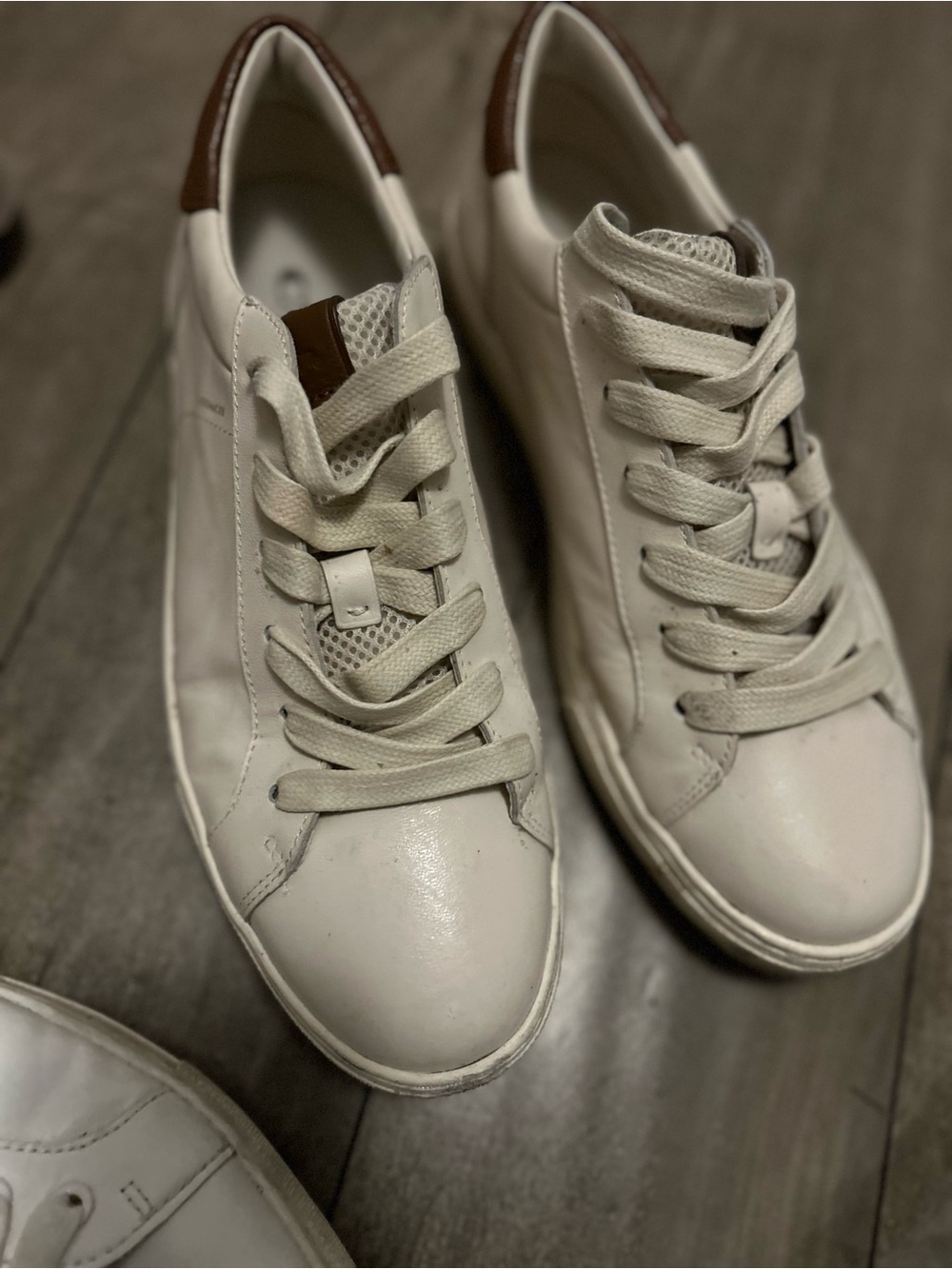 Coach White and Brown Leather Low Top AND Banana Republic all white low Sneakers - Picture 2 of 11